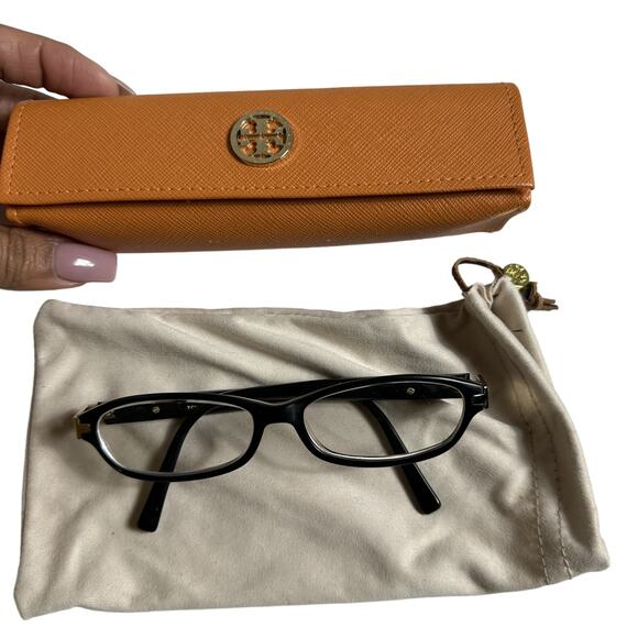 Tory Burch Eyeglasses Frame Prescription Lenses With Case Glossy Black - Picture 1 of 8